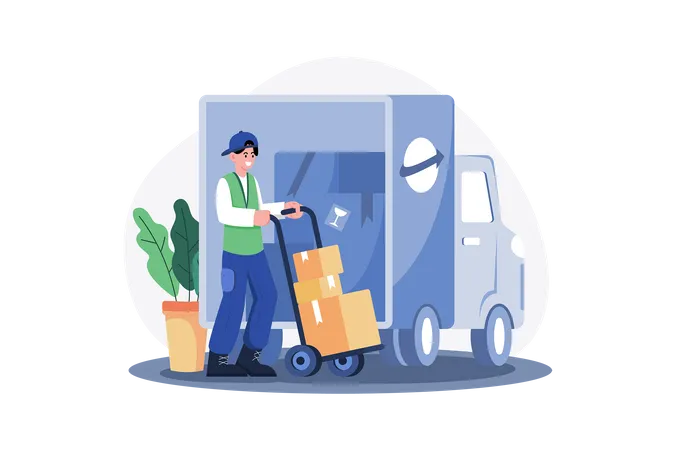 Man Loading Container box  Illustration