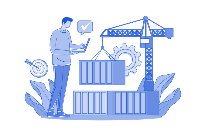 Man Loading Goods In Container  Illustration