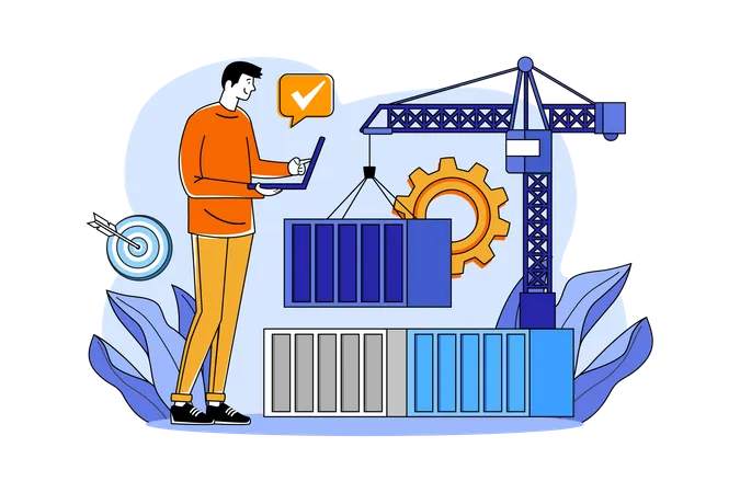 Man Loading Goods In Container  Illustration