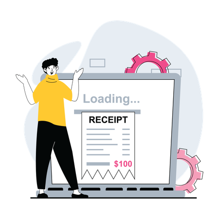 Man loading payment receipt  Illustration