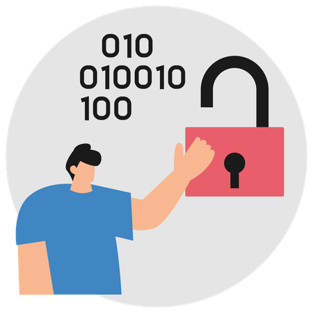 Man locking down information  Illustration