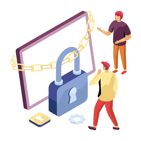 Man login device for security  Illustration