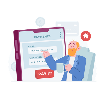 Man login into banking app  Illustration