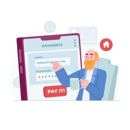 Man login into banking app  Illustration