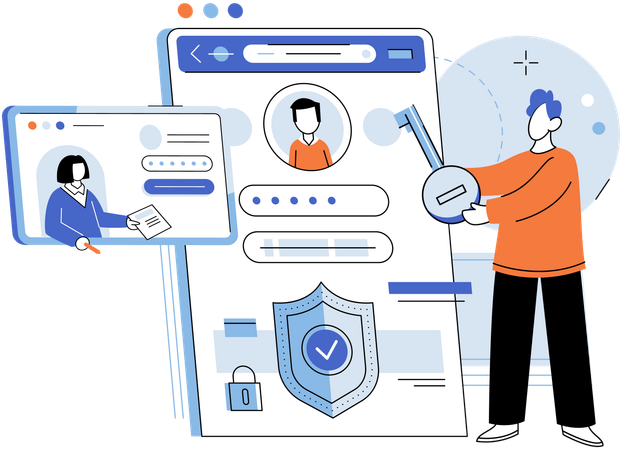Man login into personal profile  Illustration
