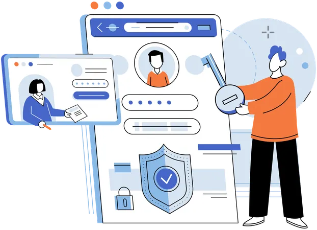 Man login into personal profile  Illustration