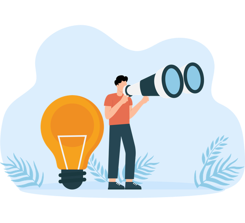 Man look through binoculars looking for funding  Illustration