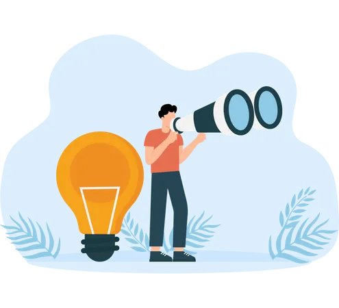 Man look through binoculars looking for funding  Illustration