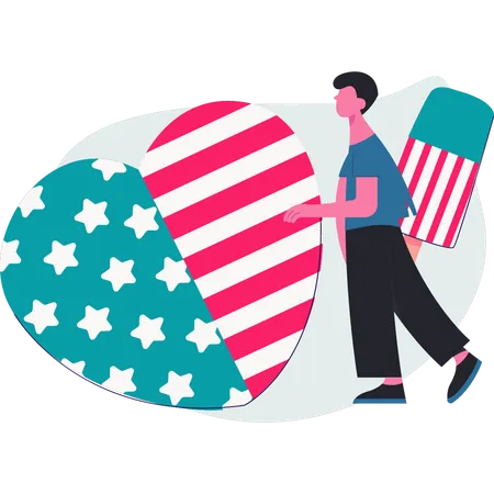 Man looking 4th of July t-shirt design  Illustration