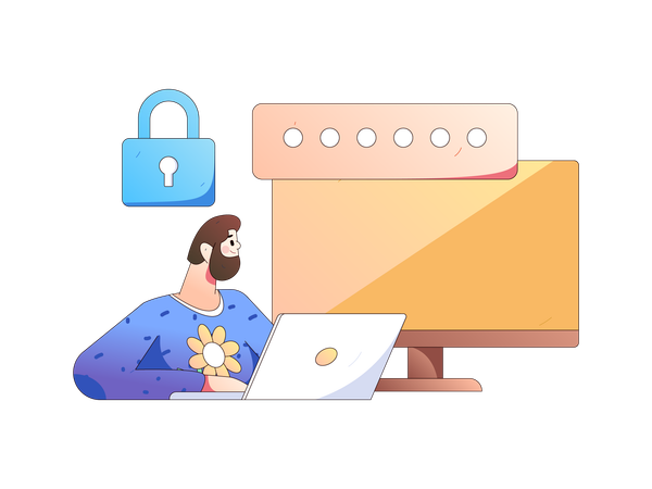 Man looking account login  Illustration