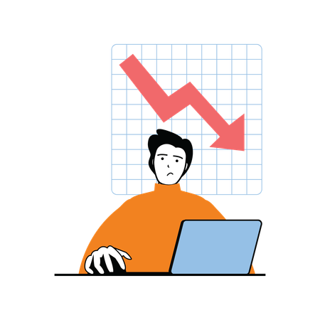 Man looking ai crisis chart  Illustration