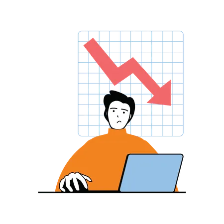 Man looking ai crisis chart  Illustration