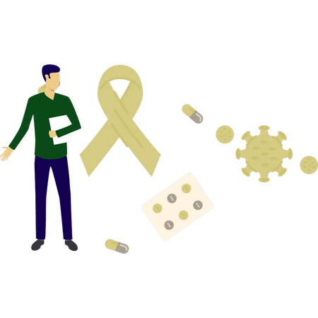 Man looking aids ribbon  Illustration