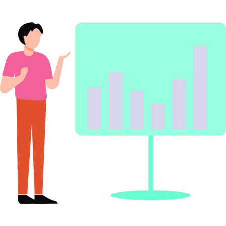 Man looking at bar graph  Illustration