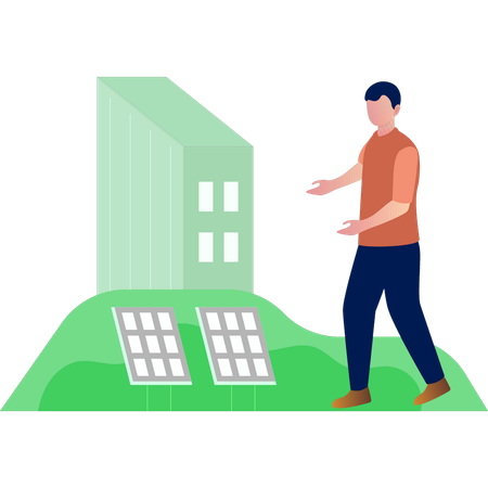 Man looking at building  Illustration