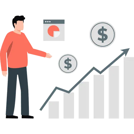 Man looking at business graph  Illustration