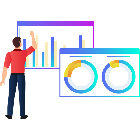 Man looking at business growth graph  Illustration