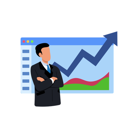 Man looking at Business Report  Illustration