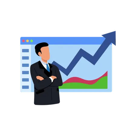 Man looking at Business Report  Illustration