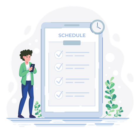 Man looking at Business schedule  Illustration