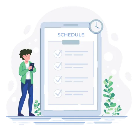 Man looking at Business schedule  Illustration