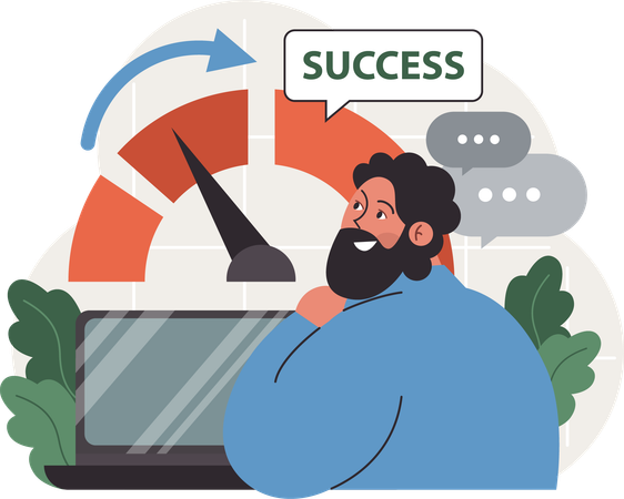 Man looking at business success  Illustration