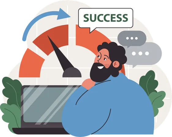 Man looking at business success  Illustration