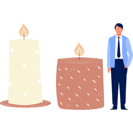 Man looking at candle light  Illustration