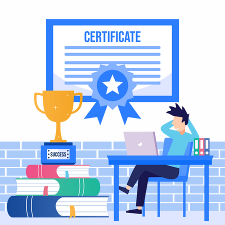 Man looking at certificate  Illustration