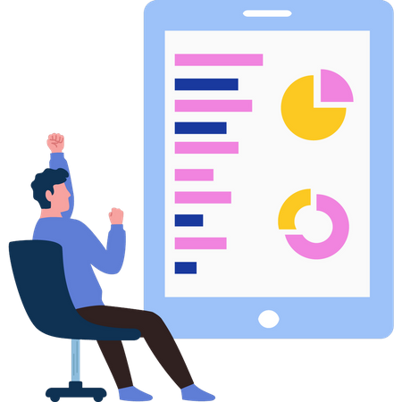 Man looking at chart graph  Illustration