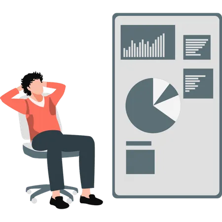 Man looking at charts  Illustration