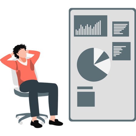 Man looking at charts  Illustration