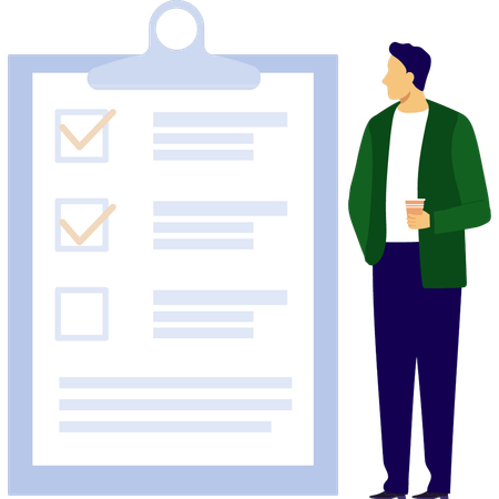 Man looking at checklist board  Illustration