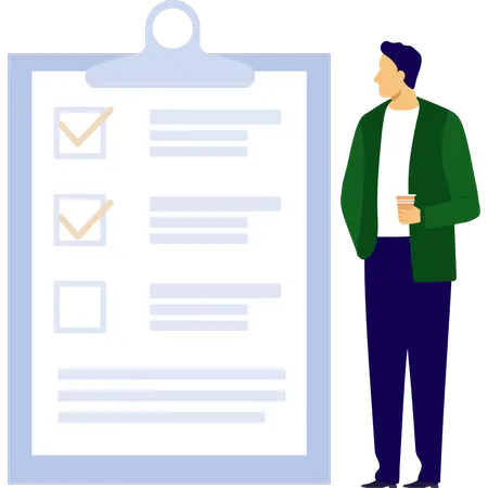 Man looking at checklist board  Illustration