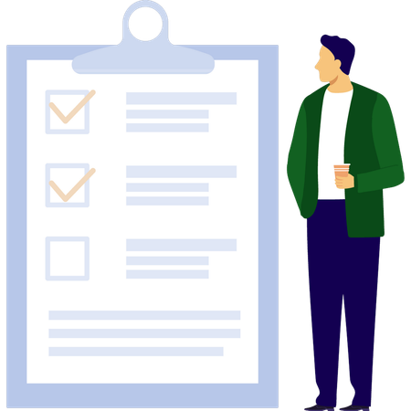 Man looking at checklist board  Illustration