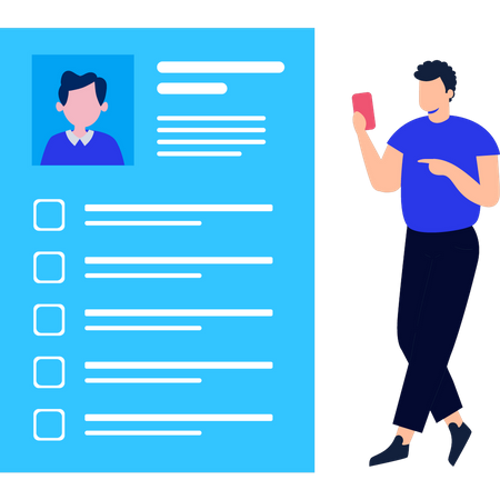 Man looking at checklist  Illustration