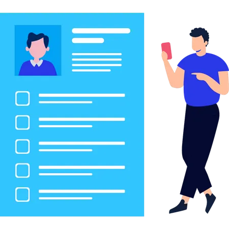 Man looking at checklist  Illustration