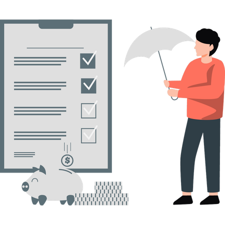 Man looking at checklist  Illustration