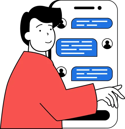 Man looking at clients chat  Illustration