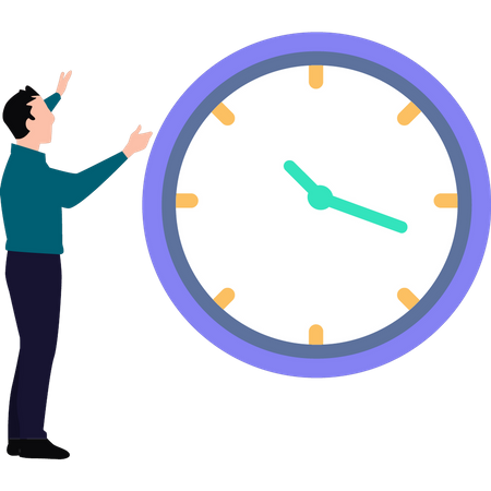 Man looking at clock  Illustration