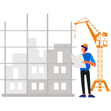 Man looking at construction site  Illustration