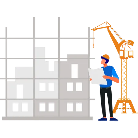 Man looking at construction site  Illustration