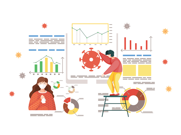 Man looking at Coronavirus statistics  Illustration