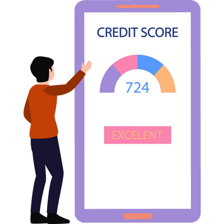 Man looking at credit score  Illustration