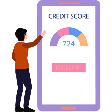 Man looking at credit score  Illustration