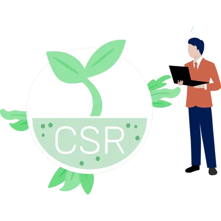 Man looking at CSR plant  Illustration