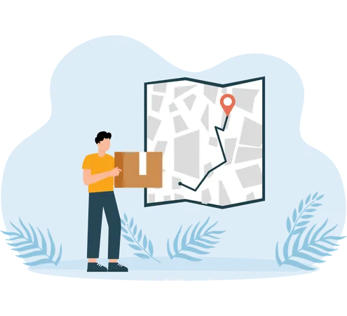 Man looking at delivery map  Illustration