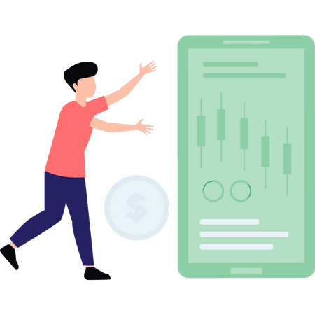 Man looking at dollar graph  Illustration