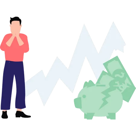 Man looking at dollar graph  Illustration