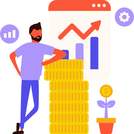 Man looking at equity market  Illustration